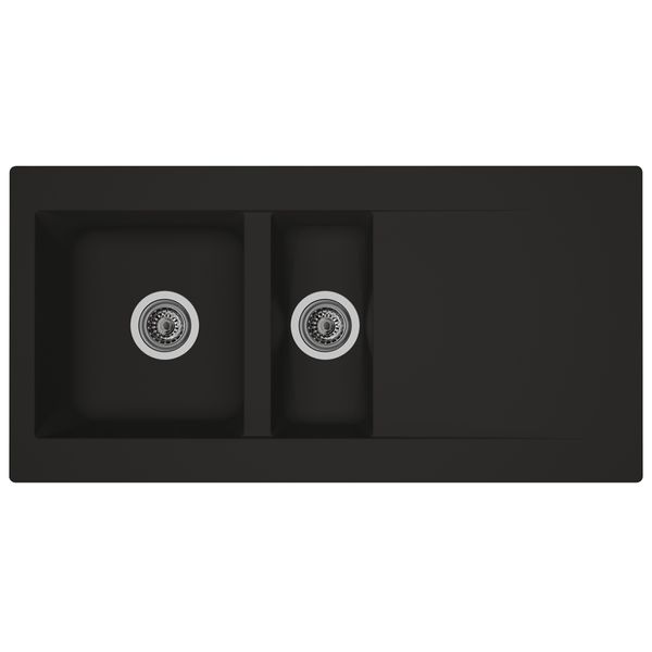 AG, 1.5 Kitchen Sink Black Resin with Overflow and Waste Fitting