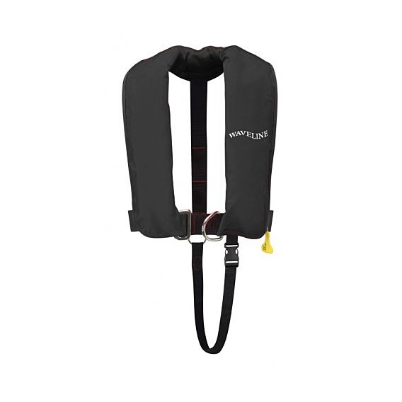 Waveline, 165N ISO Black Auto Harness LifeJacket With Crutch Strap