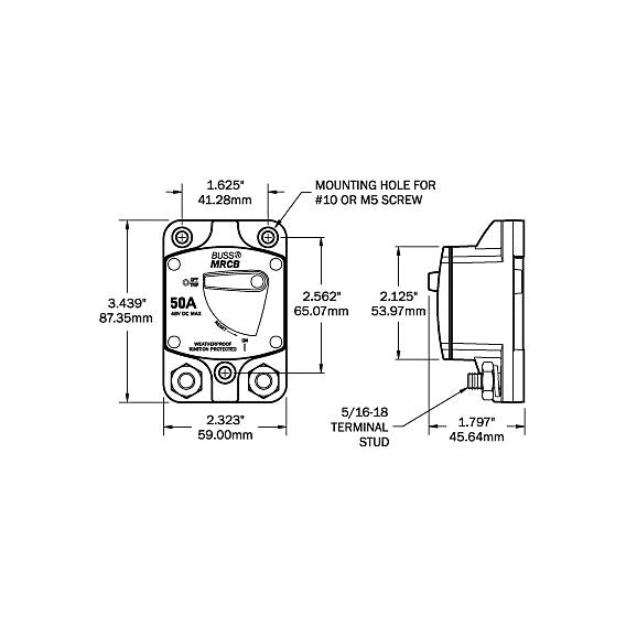 Blue Sea Systems, 187-Series Circuit Breaker - Surface Mount 40A