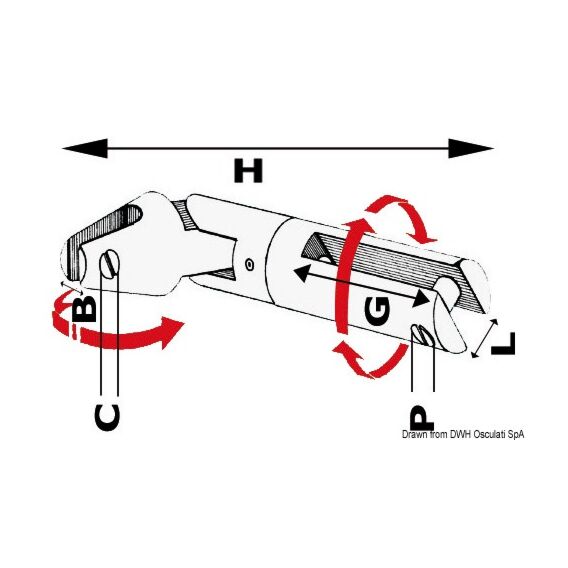 Osculati, 2-Joint Swivelling Connection AISI 316 6/8 mm (x1)