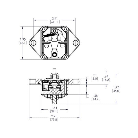 Blue Sea Systems, 285-Series Circuit Breaker - Panel Mount-100A