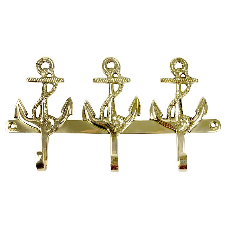 Nauticalia, 3-anchor Brass Hook