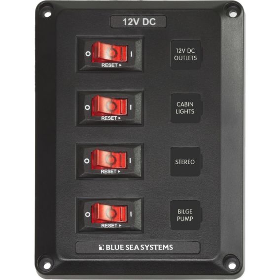 Blue Sea Systems, 4 Position, BelowDeck Circuit Breaker Panel