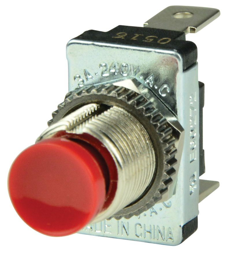 BEP MARINE, BEP 1001401 SPST Momentary Contact Switch, Red - Off/(On)